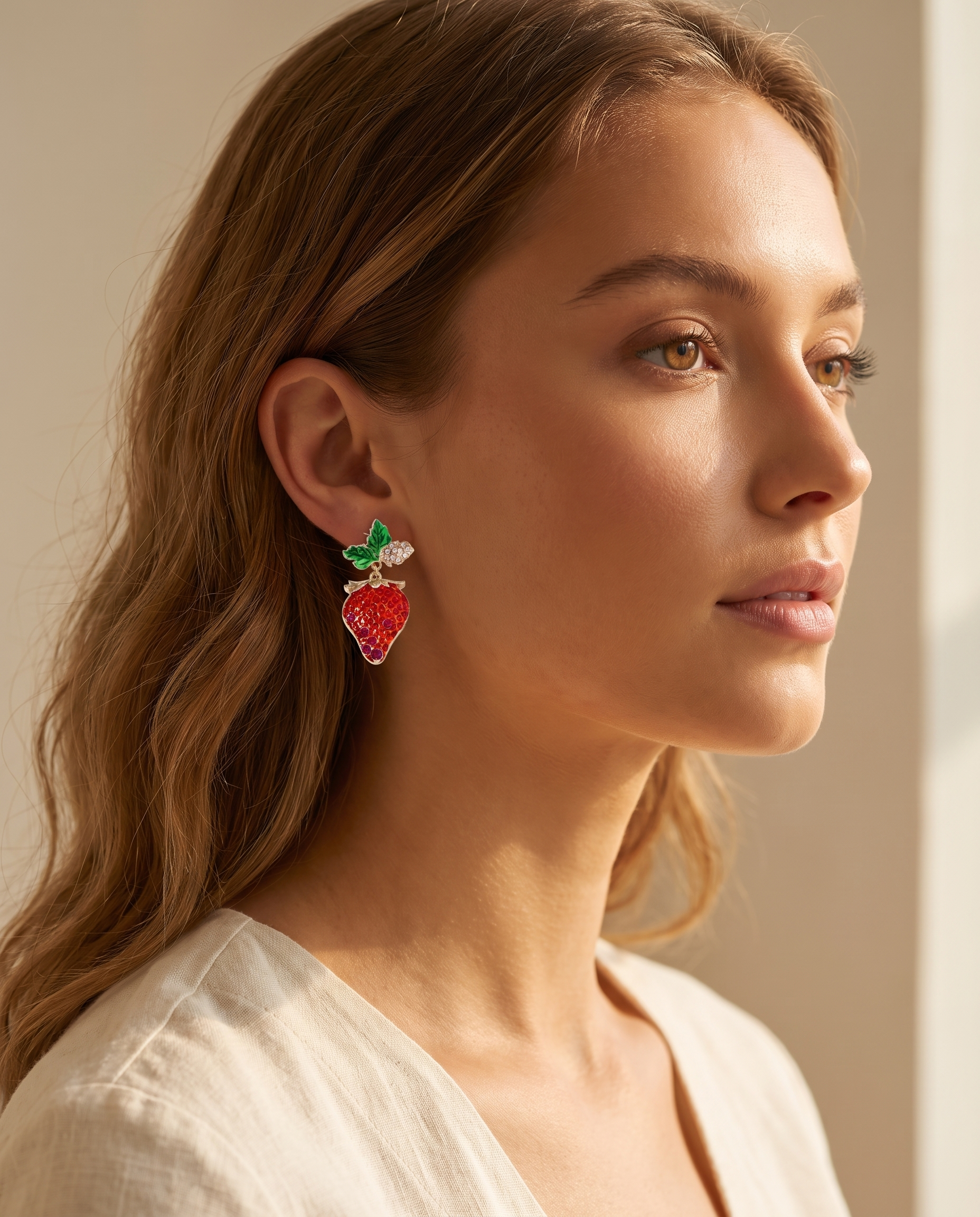 Strawberry Enamel Stud Earrings