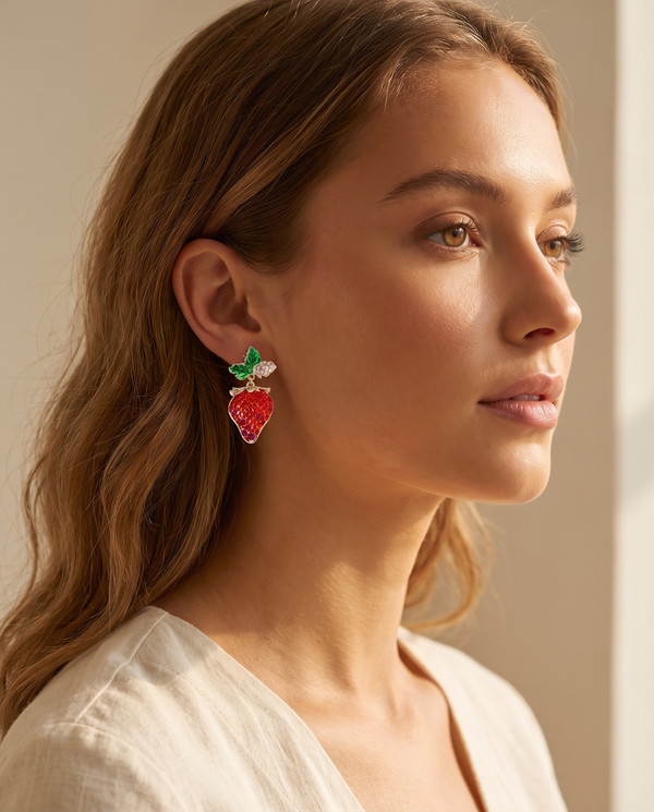 Strawberry Enamel Stud Earrings