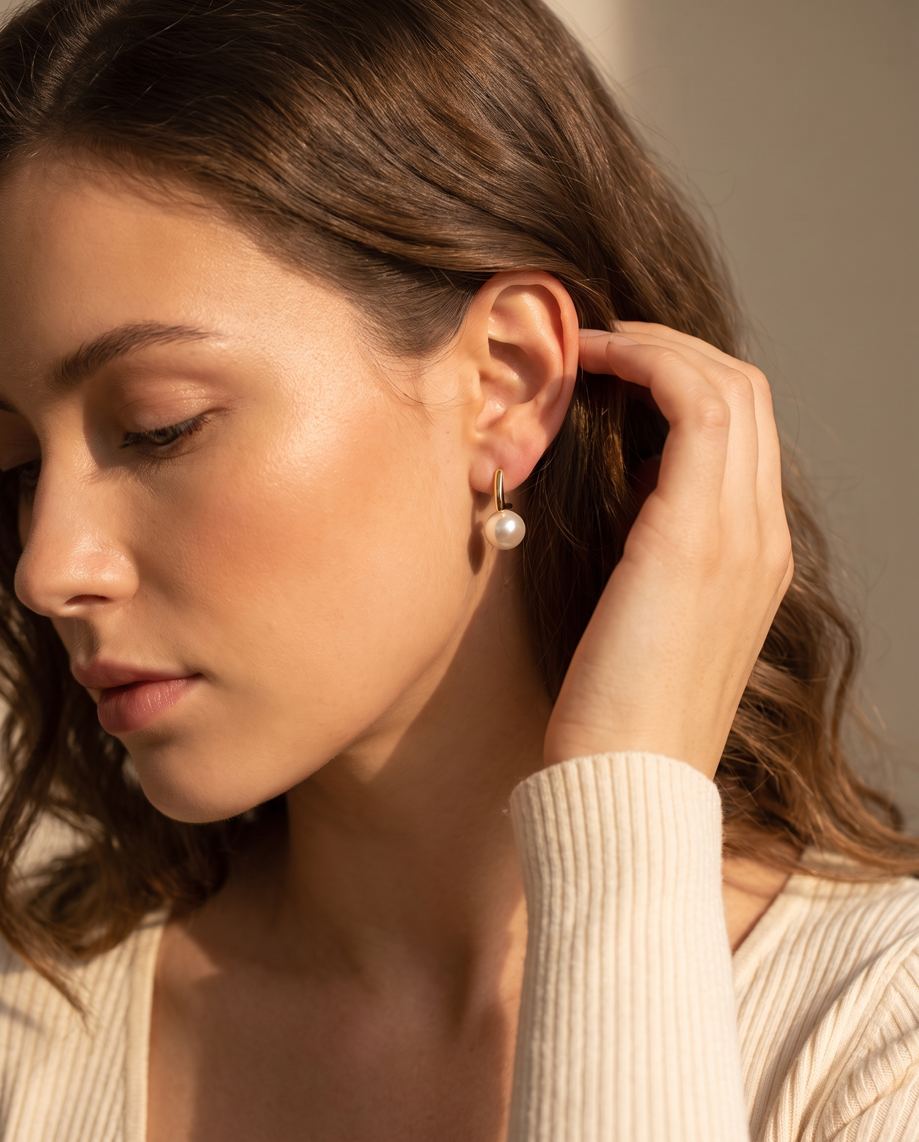 Dainty Round Pearl Stud Earrings
