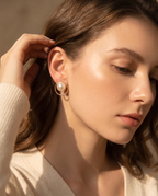 Minimalist Geometric Pearl Stud Earrings