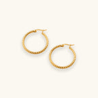 Gold-tone embossed hoop earrings