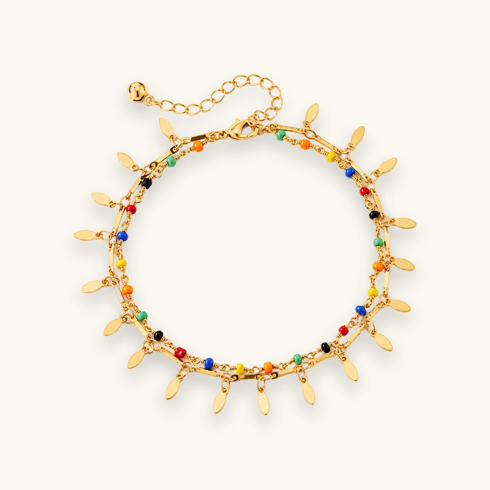 Gold-tone layered beach anklet