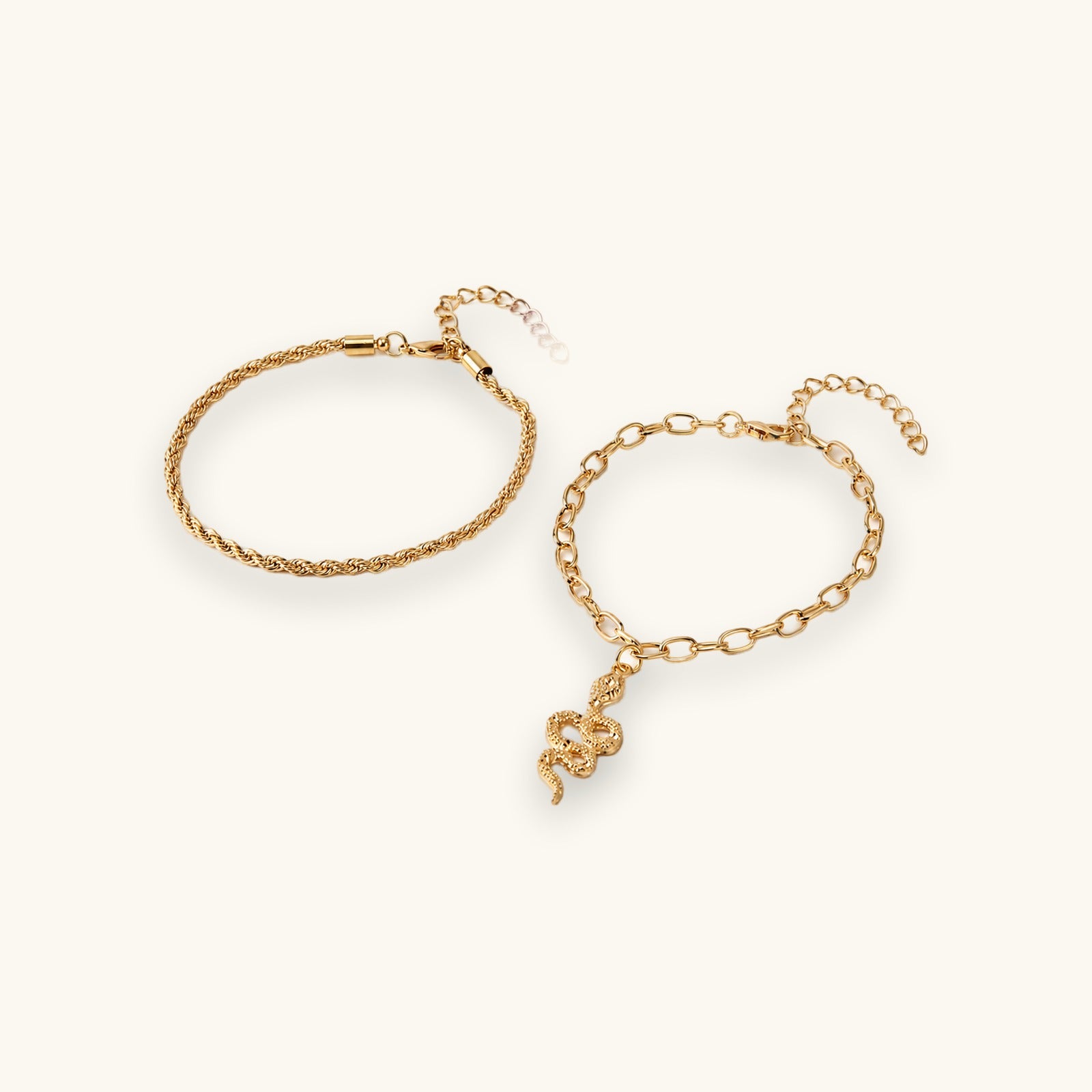 Gold-tone snake charm layered anklet