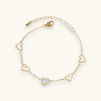Stainless steel gold heart bracelet