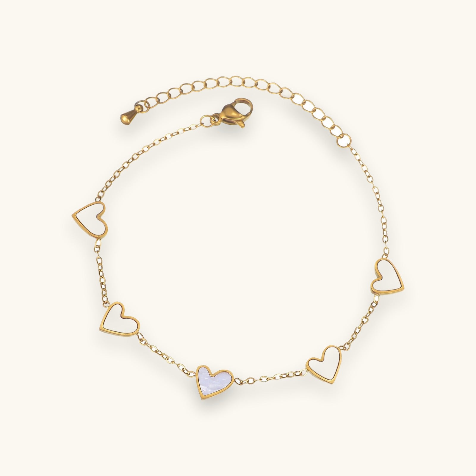 Stainless steel gold heart bracelet