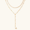 Gold-tone twin pearl layered necklace