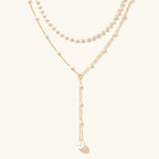 Gold-tone twin pearl layered necklace