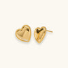 Gold-tone puffed heart stud earrings