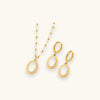 Stainless steel gold necklace and earrings set