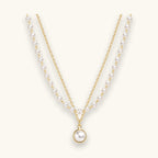 Double-layer faux pearl necklace in gold-tone