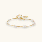 Faux pearl gold-tone chain bracelet