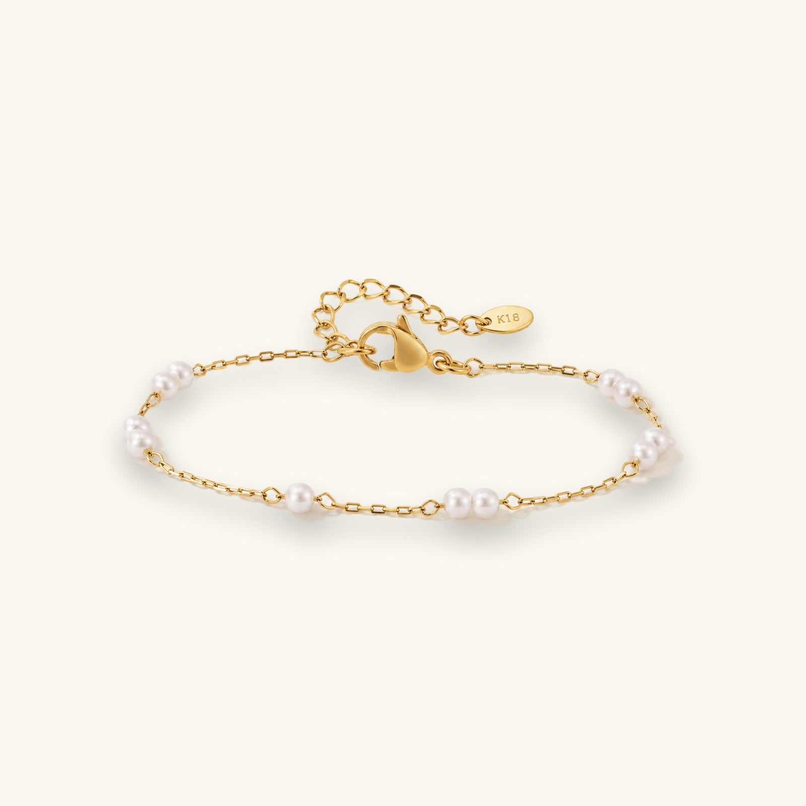 Faux pearl gold-tone chain bracelet
