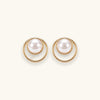 Minimalist Geometric Pearl Stud Earrings