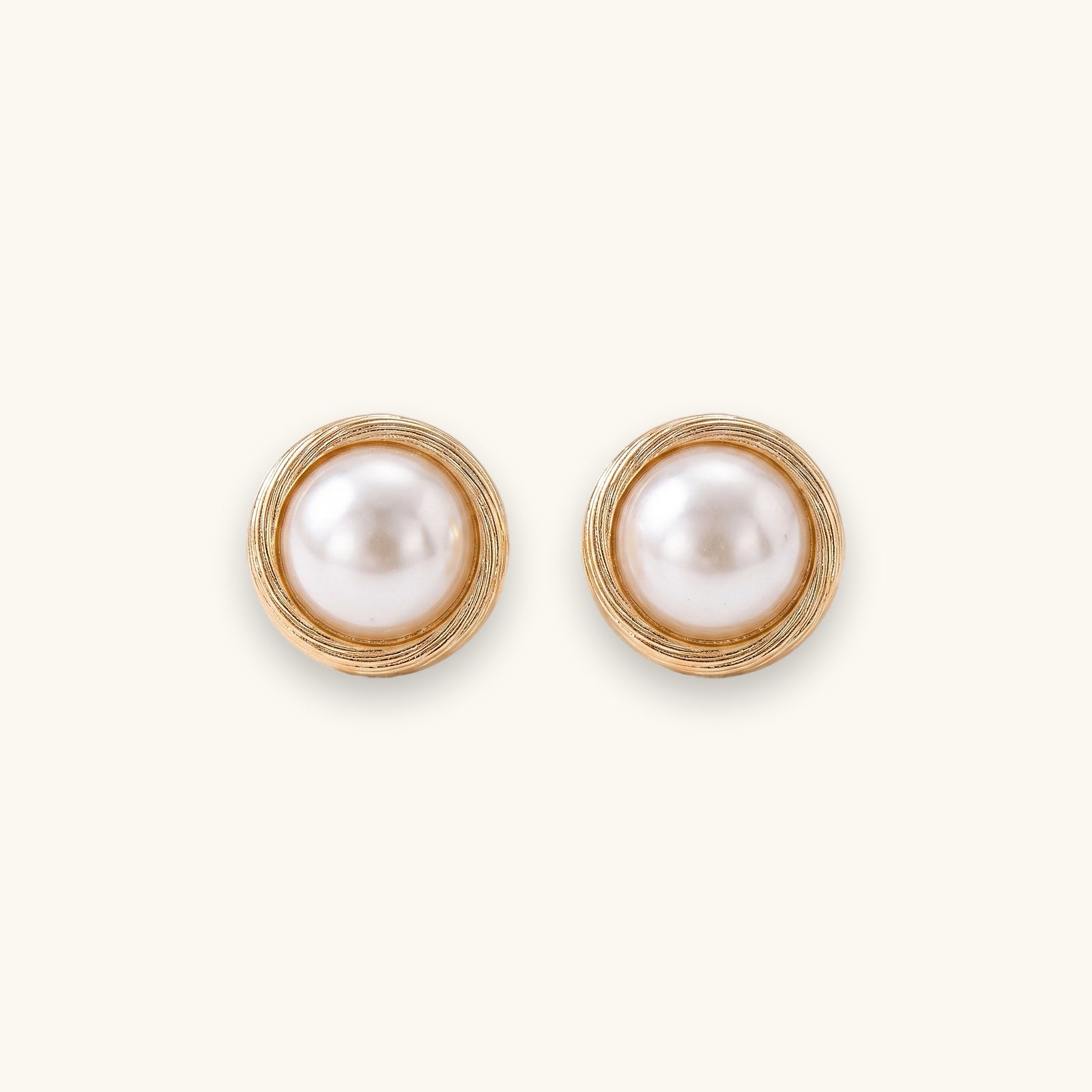 Minimalist Geometric Pearl Stud Earrings