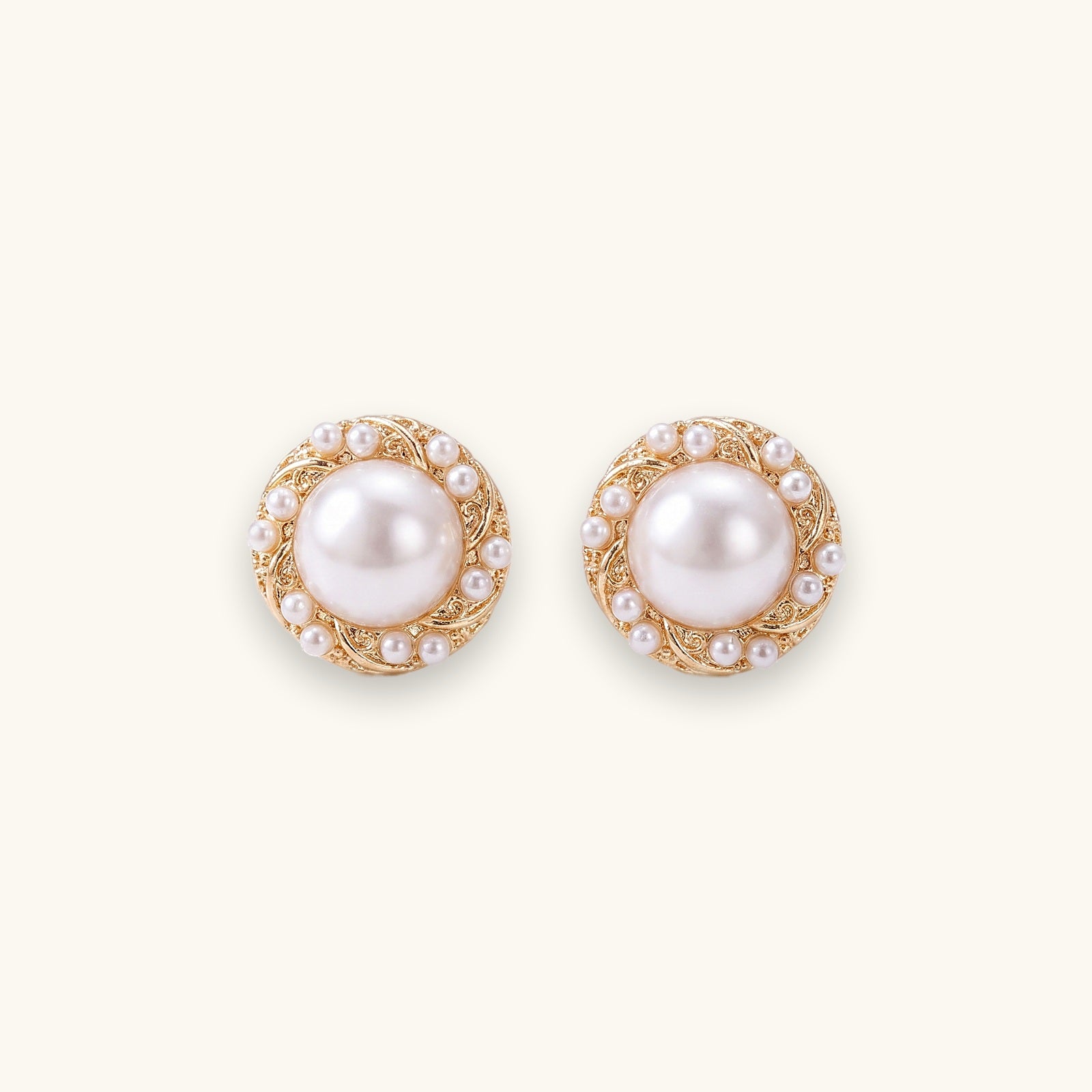 Minimalist Geometric Pearl Stud Earrings