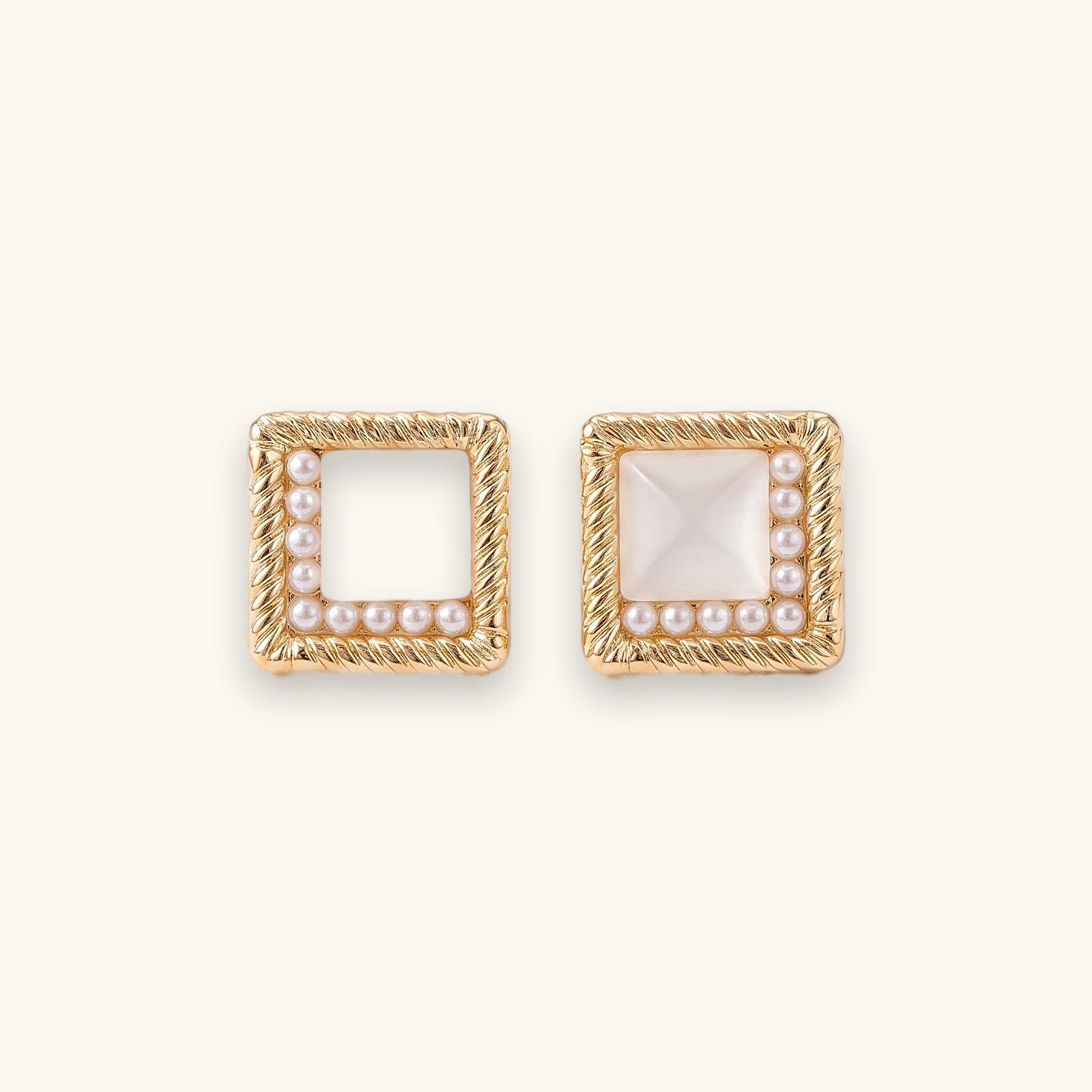 Minimalist Geometric Pearl Stud Earrings