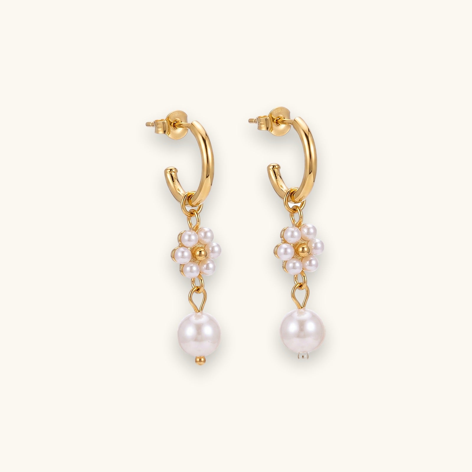 Floral Pearl Stud Earrings