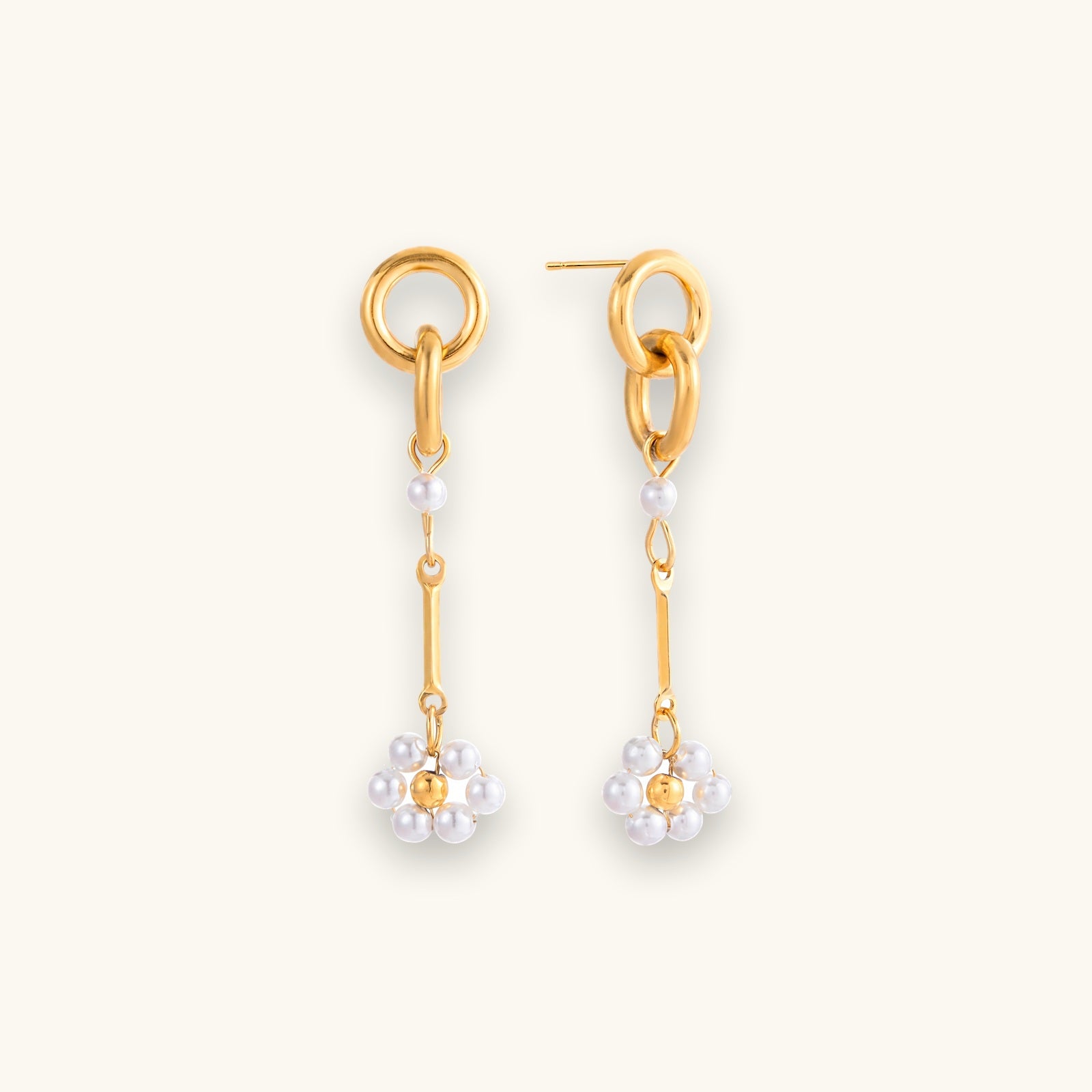 Floral Pearl Stud Earrings