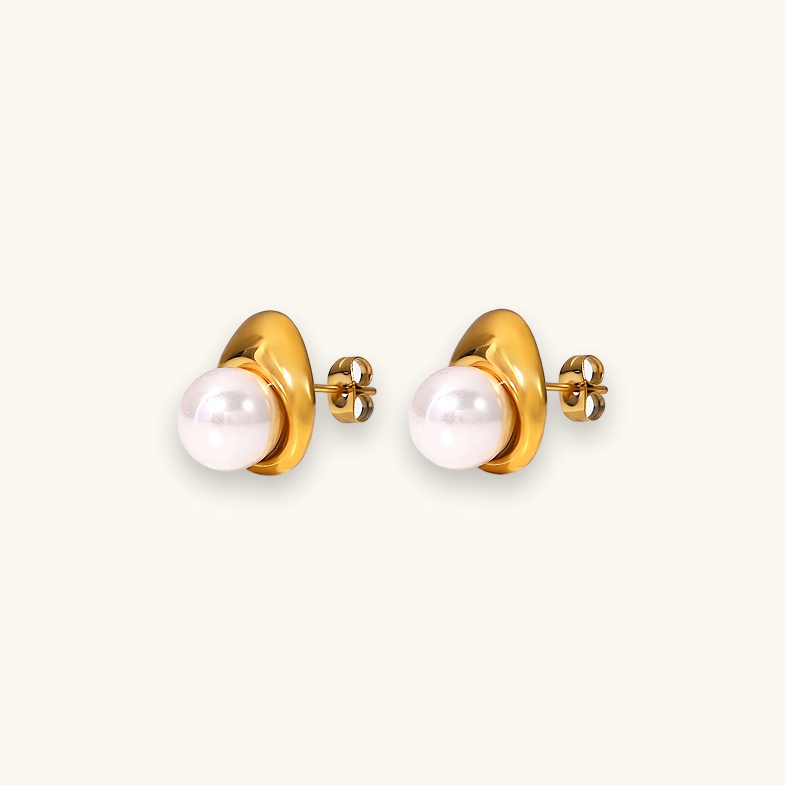 Stainless Steel Pearl Stud Earrings