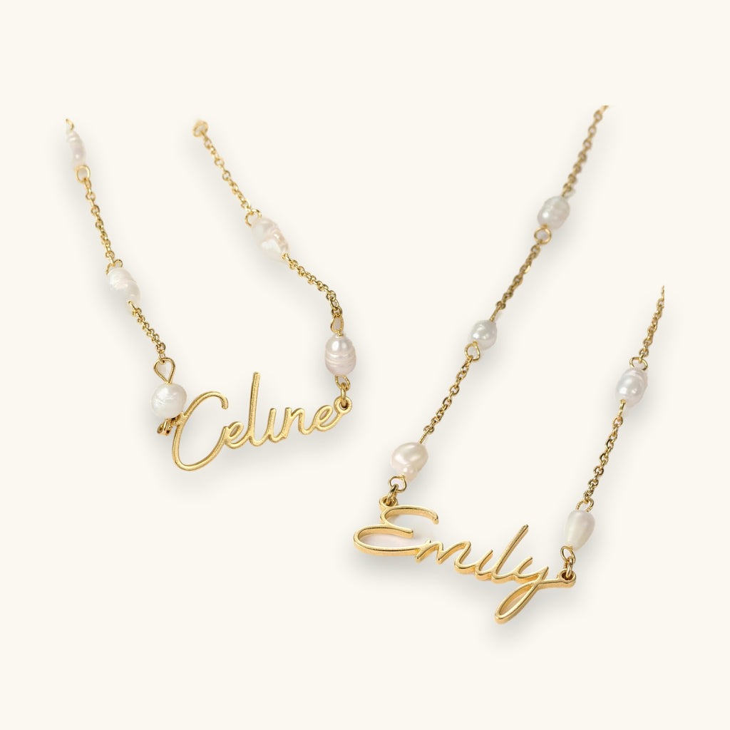 Cut-Out Name Pearl Necklace