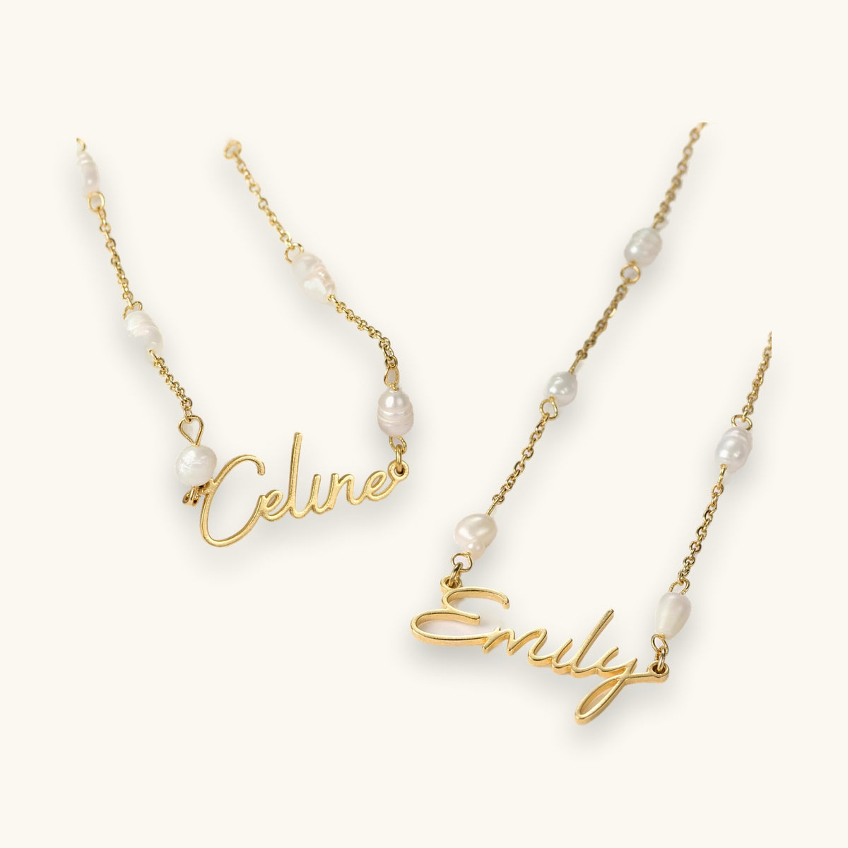 Cut-Out Name Pearl Necklace