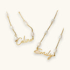 Cut-Out Name Pearl Necklace