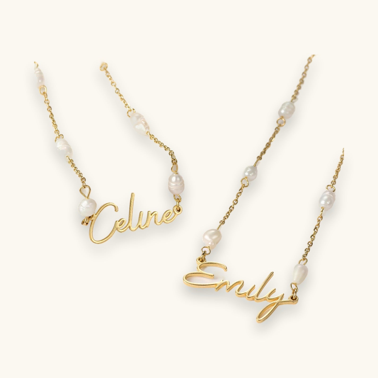 Cut-Out Name Pearl Necklace