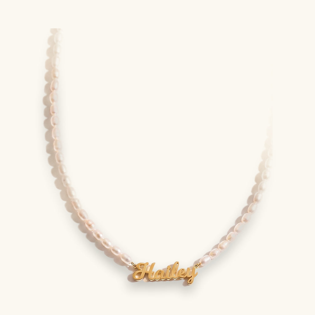 Pearl Bead Name Necklace